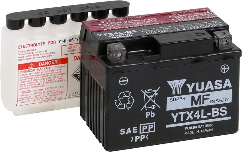 Bateria Yuasa YTX4L-BS Biz C 100, Titan 125, Jog 50, AY50, TTR125 Menor preço em Bateria Yuasa YTX4L-BS Biz C 100, Titan 125, Jog 50, AY50, TTR125