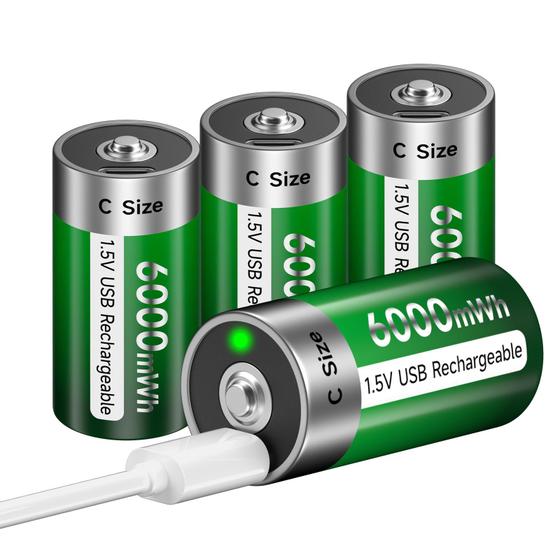 Imagem de Baterias Recarregáveis Palogreen Lithium C 6000mWh 1.5V USB x4