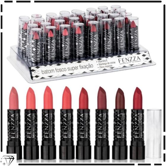 Imagem de Batom Efeito Matte Fenzza Box C/ 32 Unidades Com 8 Cores