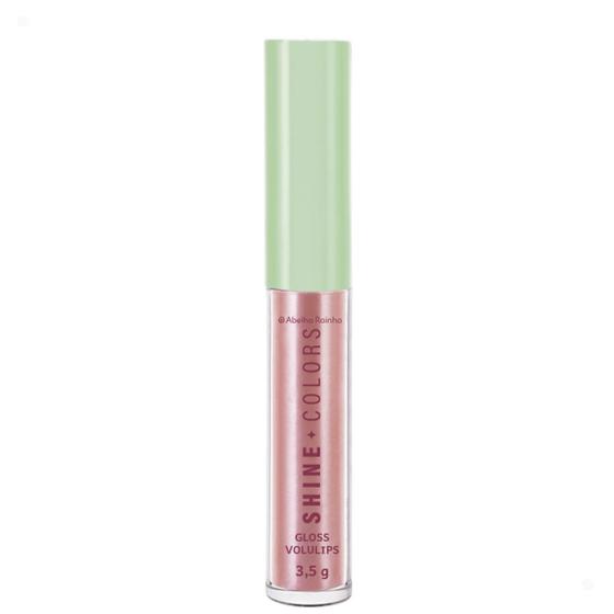 Imagem de Batom Gloss Efeito Espelhado Shine Colors Volulips Rosê Aumenta Volume Dos Lábios 3,5g Abelha Rainha REF 4960