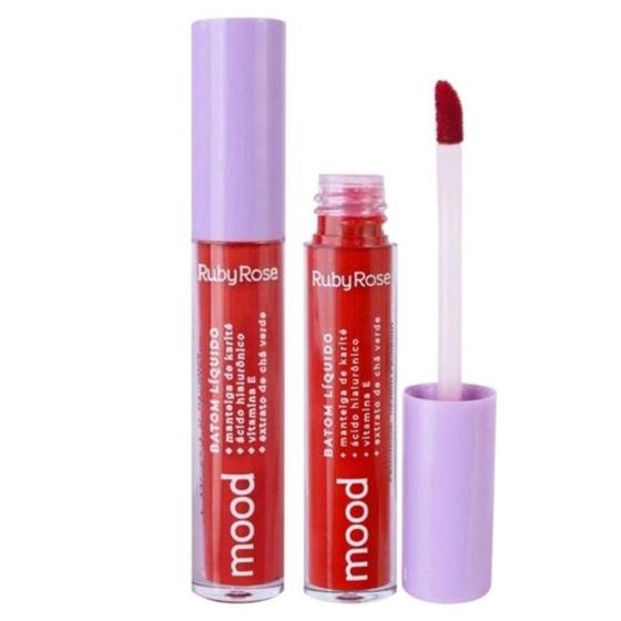 Imagem de Batom Líquido Cor Vermelho Fun Ruby Rose Mood Gloss Labial