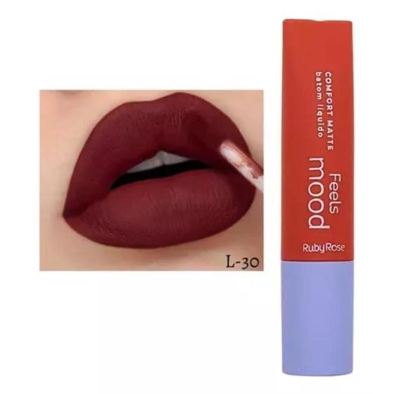 Imagem de Batom Líquido Matte Longa Duração Feels Mood HB8530 Ruby Rose 5ml