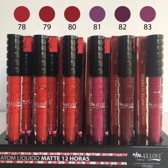 Imagem de batom liquido matte max love kit com 6 unidades 78 a 83