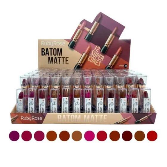 Imagem de Batom Matte Ruby Rose Revenda - Kit C/ 12 Unidades