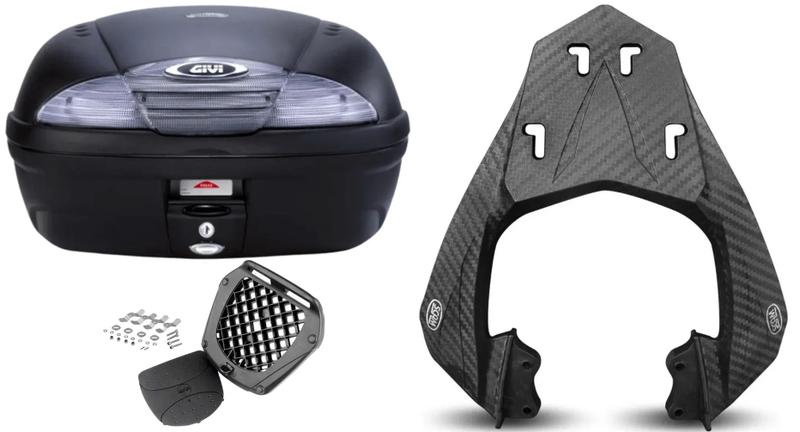 Imagem de BAU 45L MONOLOCK SIMPLY GIVI FUME E450NT + BAGAGEIRO SCAM Fazer 250 Scam Fiberforce Fz25 2024