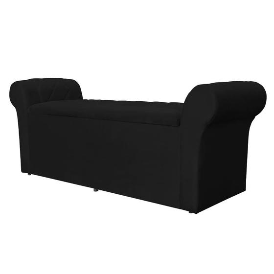 Imagem de Báu Calçadeira Cancun 195cm Suede Preto - Vallisa Decor