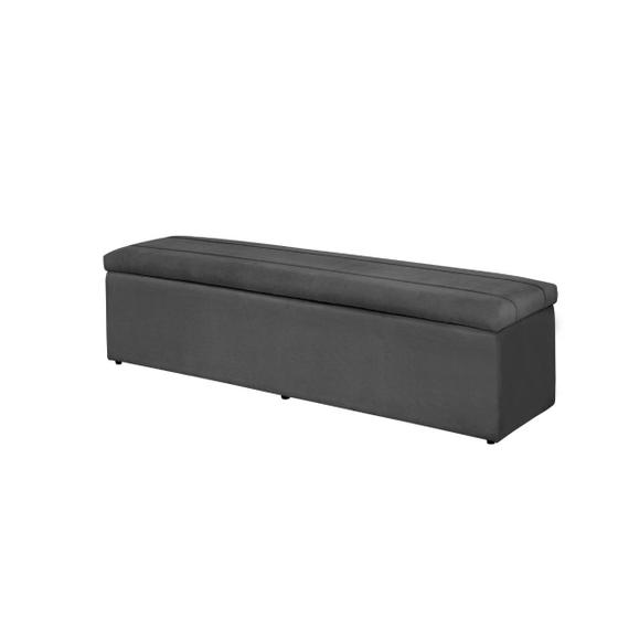 Baú Calçadeira Estofada Helena 100 Cm Suede Cinza Grafite Menor preço em Baú Calçadeira Estofada Helena 100 Cm Suede Cinza Grafite