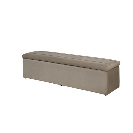 Imagem de Baú Calçadeira Estofada Helena 1,58 Cm Suede Bege