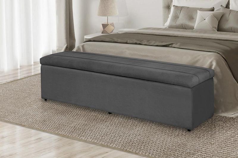 Baú Calçadeira Estofada Helena Para Cama Box Casal 140cm Suede- Aliw Decor Menor preço em Baú Calçadeira Estofada Helena Para Cama Box Casal 140cm Suede- Aliw Decor