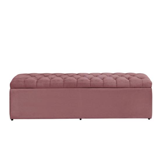 Imagem de Baú Calçadeira Estofada Imperatriz 1,38 Cm Suede Rosa