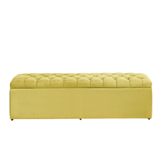 Imagem de Baú Calçadeira Estofada Imperatriz 1,58 Cm Suede Amarelo