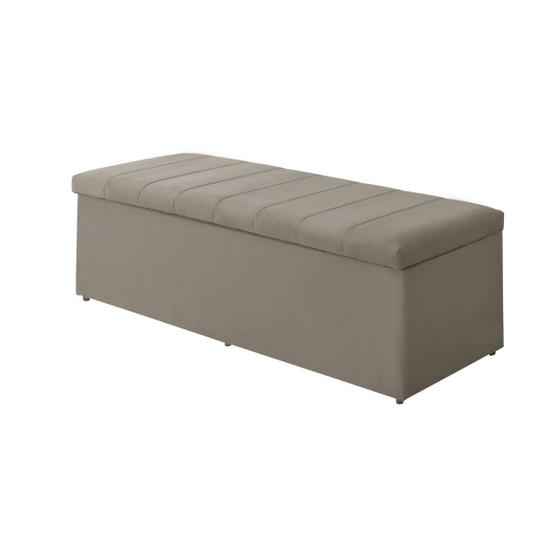 Baú Calçadeira Estofada Vitória 100 Cm Suede Bege Menor preço em Baú Calçadeira Estofada Vitória 100 Cm Suede Bege