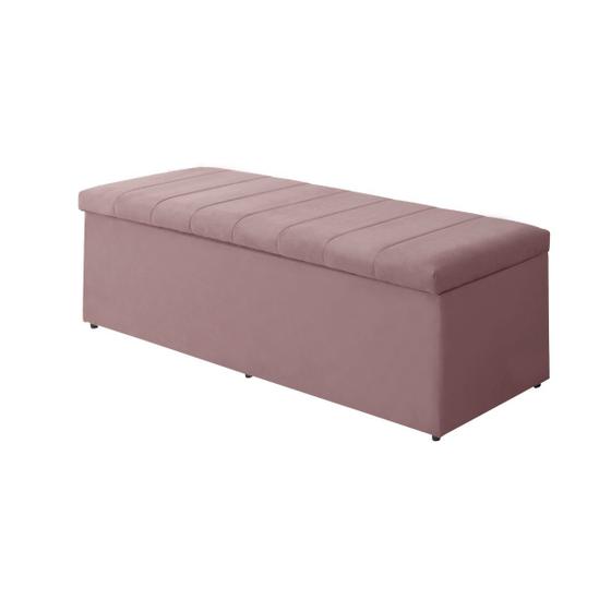 Imagem de Baú Calçadeira Estofada Vitória 1,58 Cm Suede Rosa