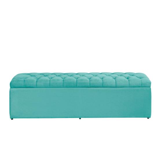 Imagem de Baú Calçadeira Imperatriz 100 Cm Suede Azul Tiffany