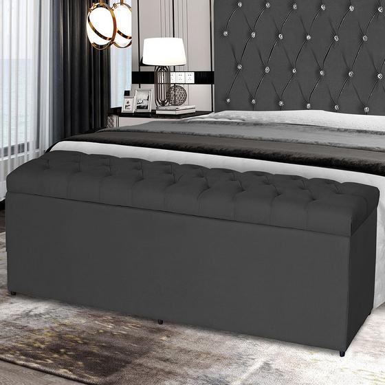 Baú Imperatriz 100Cm Calçadeira Estofada Suede Cinza Menor preço em Baú Imperatriz 100Cm Calçadeira Estofada Suede Cinza