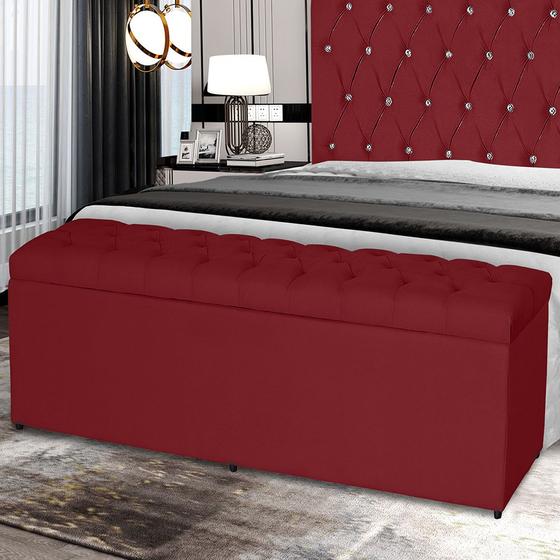 Imagem de Baú Imperatriz 158Cm Calçadeira Estofada Suede Vermelho