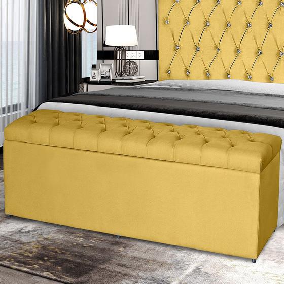 Imagem de Baú Imperatriz 193Cm Calçadeira Estofada Suede Amarelo