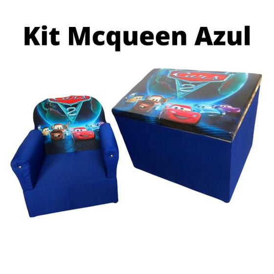 Imagem de Bau Infantil E Mini Sofa Pufe Para Guardar Brinquedos Kit