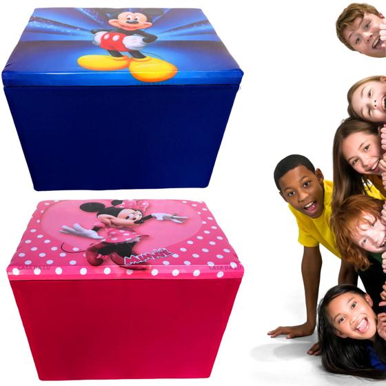 Baú infantil puff guardar brinquedos infantis kid bauzinho para