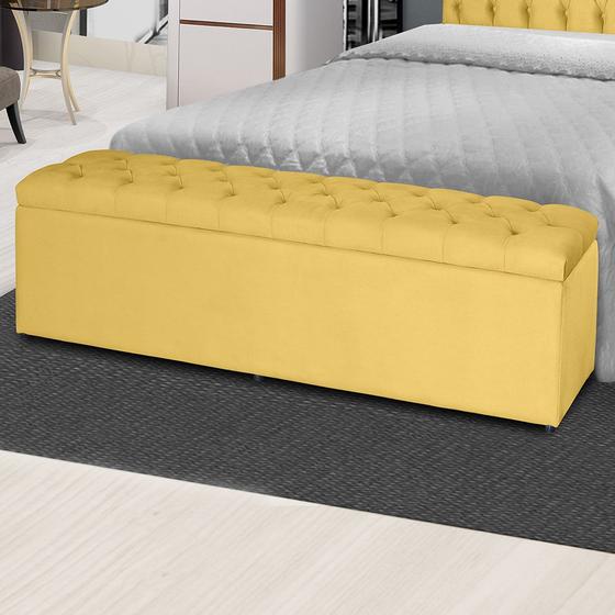 Imagem de Baú Jade 120Cm Calçadeira Estofada Suede Amarelo