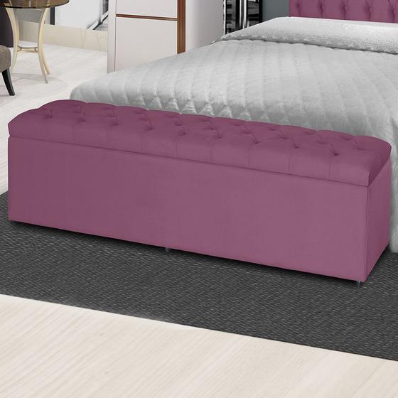 Imagem de Baú Jade 193Cm Calçadeira Estofada Suede Rosa