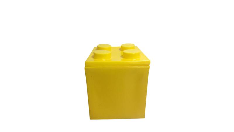 Imagem de Baú lego guarda volumes amarelo-material premium atóxico-caixa organizadora de encaixe-caixa decorativa quarto kids-vale