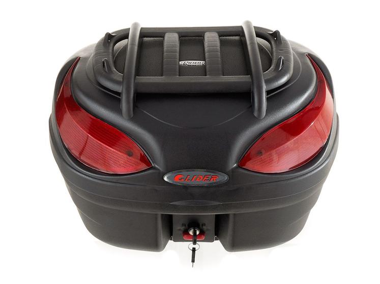 Bau Para Moto 48 Litros Vermelho com Grade Externa e Base Menor preço em Bau Para Moto 48 Litros Vermelho com Grade Externa e Base