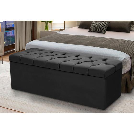 Imagem de Baú Para Quarto Pé de Cama Box King Size Madeira Estofado