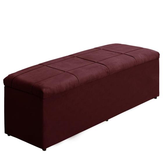 Imagem de Baú Raissa 138Cm Calçadeira Estofada Suede Bordô