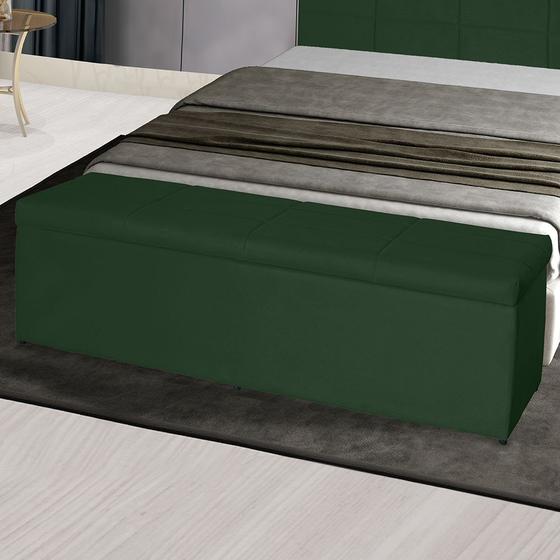 Imagem de Baú Raissa 138Cm Calçadeira Estofada Suede Verde Militar