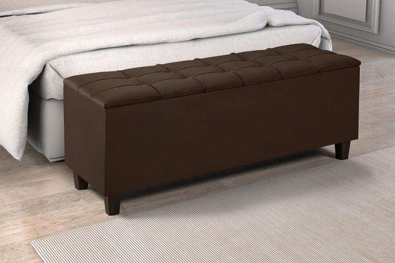 Imagem de Baú Recamier Bali Estofado Para Cama Casal 130cm Quarto Sala Organizador