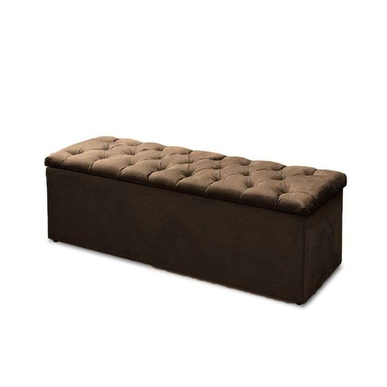 Imagem de Baú Recamier Casal Suede Marrom 47x138x51