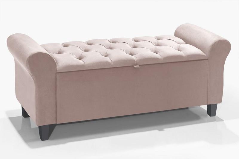 Baú Recamier Divã Paris 150cm Com Capitonê Rose Quarto de Menina Menor preço em Baú Recamier Divã Paris 150cm Com Capitonê Rose Quarto de Menina