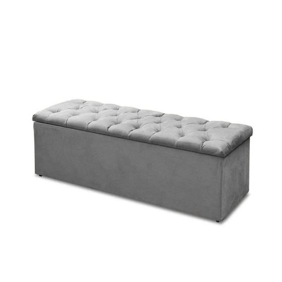 Imagem de Baú Recamier King Suede Cinza 47x193x51