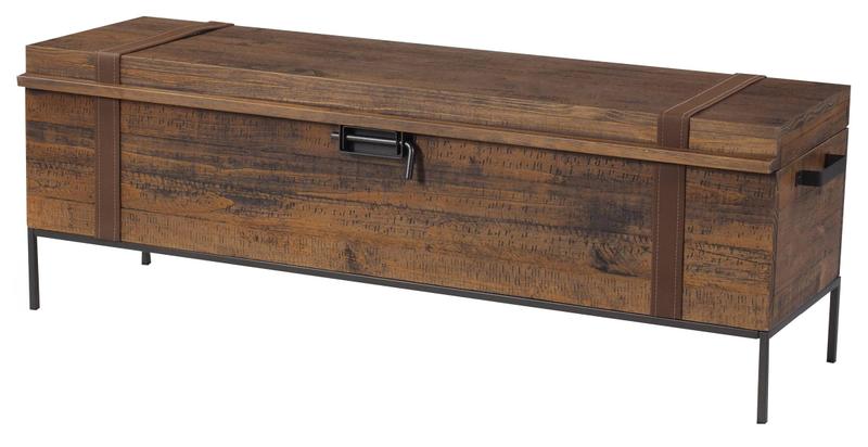 Imagem de Bau Ruben cor Rustic Brown com Pes em Aco Grafite 148cm - 55658