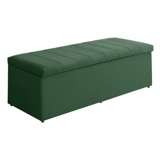 Imagem de Baú Vitória 158Cm Calçadeira Estofada Suede Verde Militar