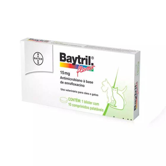 Baytril Flavour 15mg com 10 comprimidos BAYER Farmácia Pet