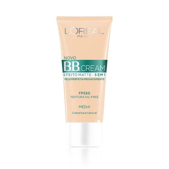 Imagem de BB Cream L'oréal Efeito Matte FPS50 Média 30ml, rosto,