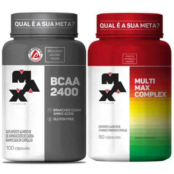 Imagem de Bcaa 2400mg 100 Caps + Multivitaminico 90 Caps Max Titanium