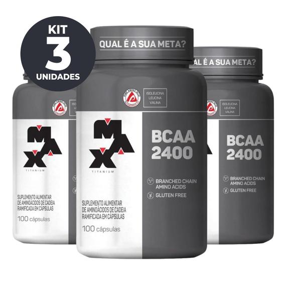 Imagem de Bcaa 2400mg 100 Cápsulas Max Titanium Kit 3 Potes