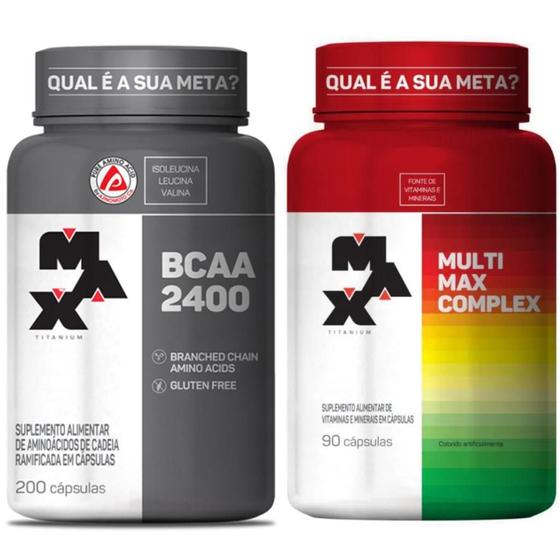 Imagem de Bcaa 2400mg 200 Caps + Multivitaminico 90 Caps Max Titanium