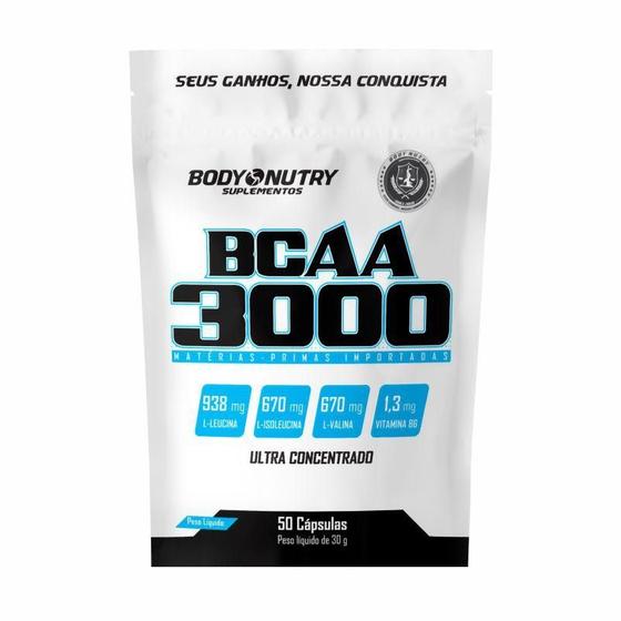 Imagem de BCAA 3000 50 Capsulas Aminoacidos Essenciais Enriquecido com vitamina B6 Sem Sabor Ultra Concentrado Rapida Absorção Importado Original