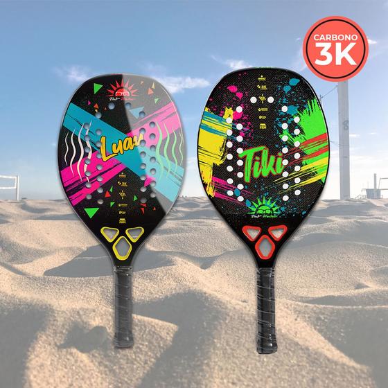 Imagem de Beach Tennis Raquete Profissional Fibra De Carbono 3k Hobbie Fitness Praia Esporte