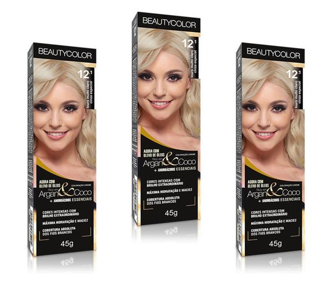 Imagem de Beauty Color Tintura 12.11 LOURO ULTRA CLARO GELO ESPECIAL 45gr (03 Unidades) Cores  Especiais