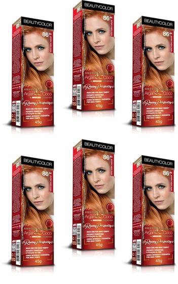 Imagem de Beauty Color Tintura 76.44 RUIVO ABSOLUTO TESTE 45gr (06 Unidades) Cores VERMELHO/RUIVO Especiais