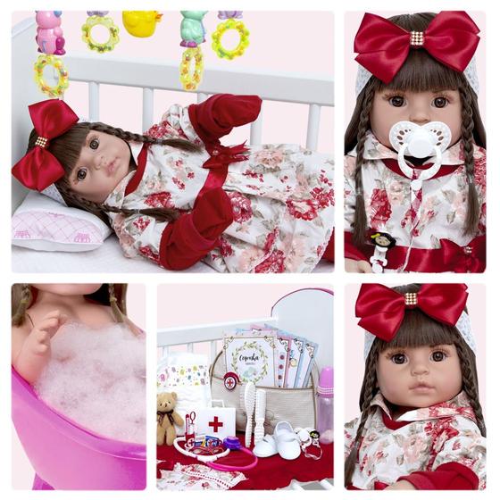 Imagem de Bebe Boneca Reborn Menina Realista Barata com 16 Itens Luxo