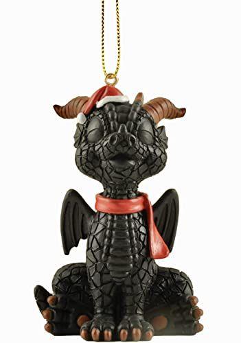 Imagem de Bebê Dragão Preto Árvore de Natal Ornamento Holiday Collectible Santa Figurine