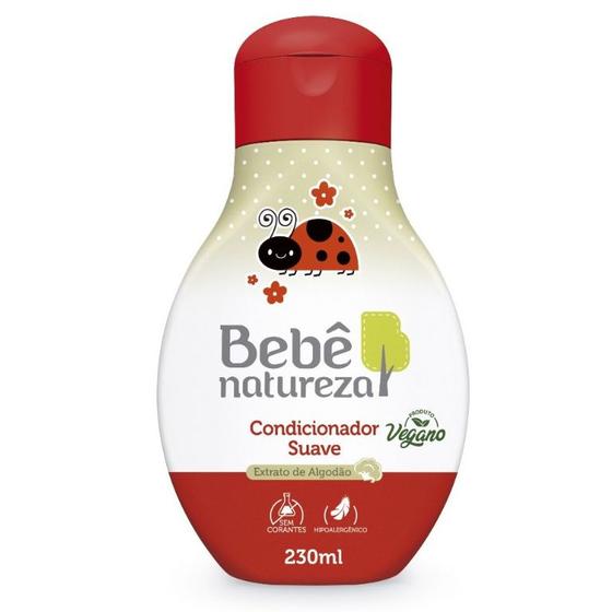 Imagem de Bebê Natureza Condicionador Extrato De algodão Hipoalergênico Vegano Sem Lágrimas 230ml