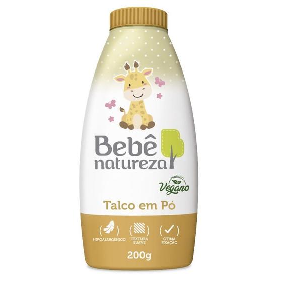 Imagem de Bebê Natureza Talco Em Pó Corporal Hipoalergênico Textura Suave Vegano 200g