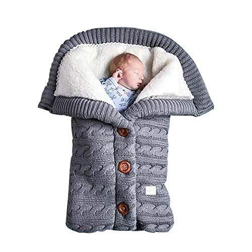 Imagem de Bebê quente saco de dormir envelope inverno criança saco de dormir footmuff carrinho de bebê malha saco de sono recém-nascido malha lã cobertor (cinza)